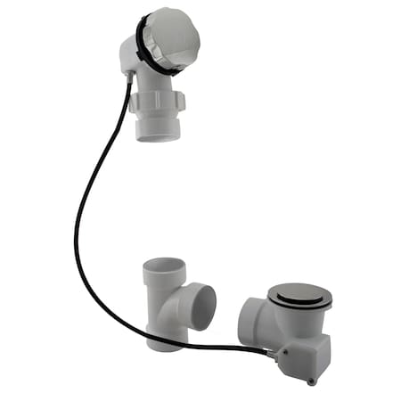 Westbrass 27" PVC Cable Drive Bathtub Pop-Up Drain Kit with Ball Joint Rotary Overflow, Satin Nickel D50P27BJ-07